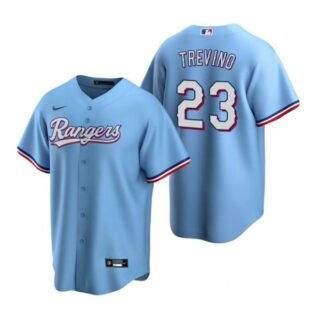 Men's Jose Trevino Texas Rangers Cool Base Jersey Red Light Blue