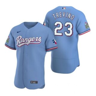 Men's Jose Trevino Texas Rangers Flex Base Jersey White Light Blue