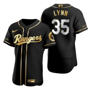 Men's Lance Lynn Texas Rangers Flex Base Jersey Black Golden Black Golden