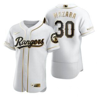 Men's Nomar Mazara Texas Rangers Flex Base Jersey White Golden White Golden
