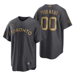 Men's Cool Base Custom Toronto Blue Jays 2022 MLB All-Star Game Charcoal Black Stitched Jersey