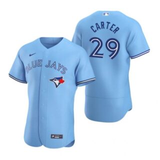 Men's Joe Carter Toronto Blue Jays Flex Base Jersey Black Holographic Powder Blue