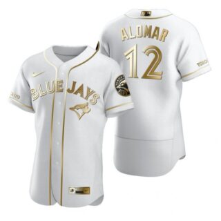 Men's Roberto Alomar Toronto Blue Jays Flex Base Jersey Powder Blue White Golden