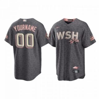 Men's Cool Base Custom Washington Nationals Gray 2022 City Connect Cherry Blossom Jersey