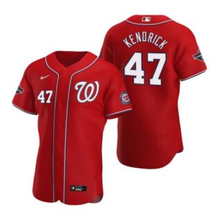 Men's Howie Kendrick Washington Nationals Flex Base Jersey Black Golden Red WS