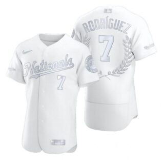 Men's Iv??n Rodr??guez Washington Nationals Flex Base Jersey Black Award White Award