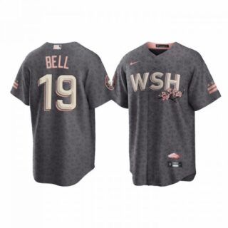 Men's Cool Base Josh Bell Washington Nationals Gray 2022 City Connect Cherry Blossom Jersey