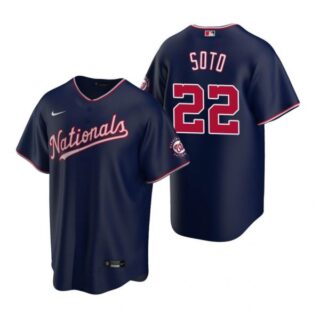 Men's Juan Soto Washington Nationals Cool Base Jersey White Home Navy