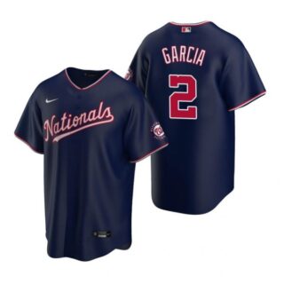 Men's Luis Garcia Washington Nationals Cool Base Jersey Red Navy