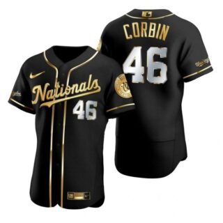 Men's Patrick Corbin Washington Nationals Flex Base Jersey Black Golden Black Golden