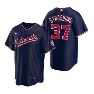 Men's Stephen Strasburg Washington Nationals Cool Base Jersey Red Navy