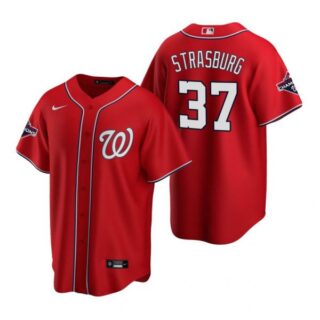 Men's Stephen Strasburg Washington Nationals Cool Base Jersey White Gold World Series Champions Red WS