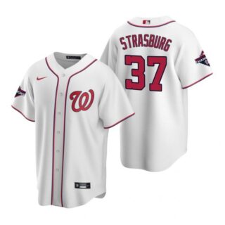 Men's Stephen Strasburg Washington Nationals Cool Base Jersey White Gold World Series Champions White WS