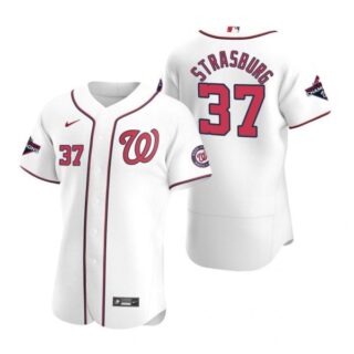 Men's Stephen Strasburg Washington Nationals Flex Base Jersey White Gold World Series Champions White WS