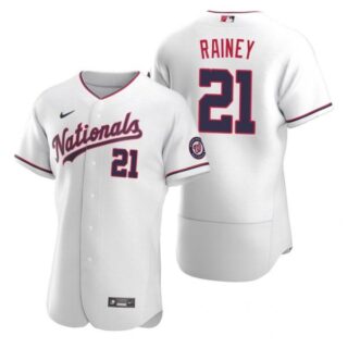 Men's Tanner Rainey Washington Nationals Flex Base Jersey Black Holographic White Alternate